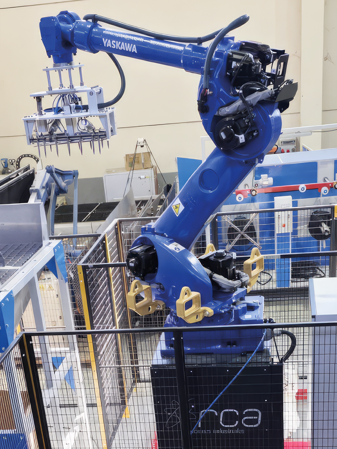 robot de apertura de sacos trabajando